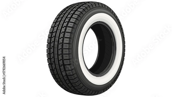 Obraz A tire with a white sidewall on a white background