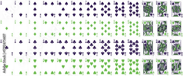 Fototapeta High-Quality Playing Cards Set - Lime Ink