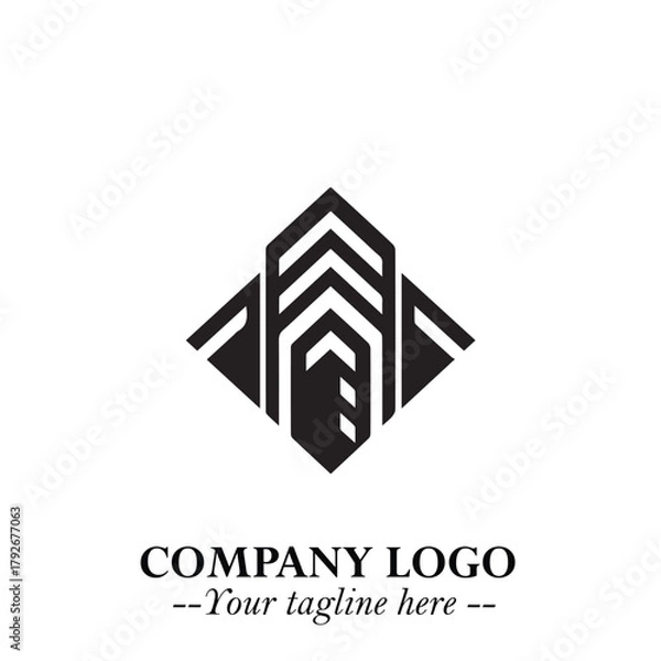 Fototapeta Building Logo Symbol in Black on the White Background with Modern Minimal Architecture Design