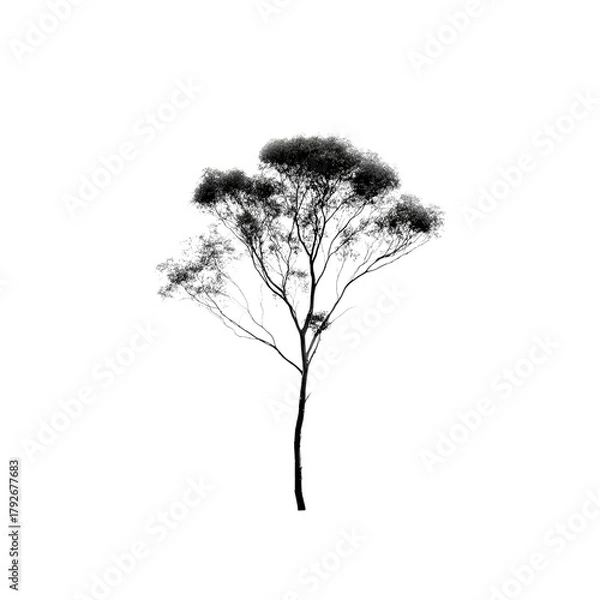 Obraz Monochrome tree with leaves on Transparent Background