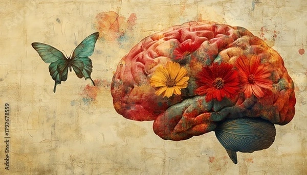 Obraz Mental health challenges depicted in an artistic brain  high resolution   for isolate image