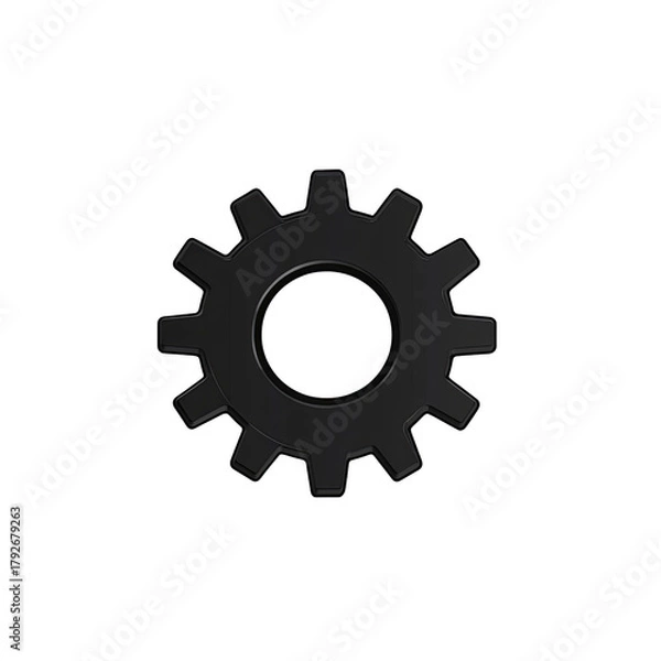 Obraz Sleek 3D Cog Icon in Black