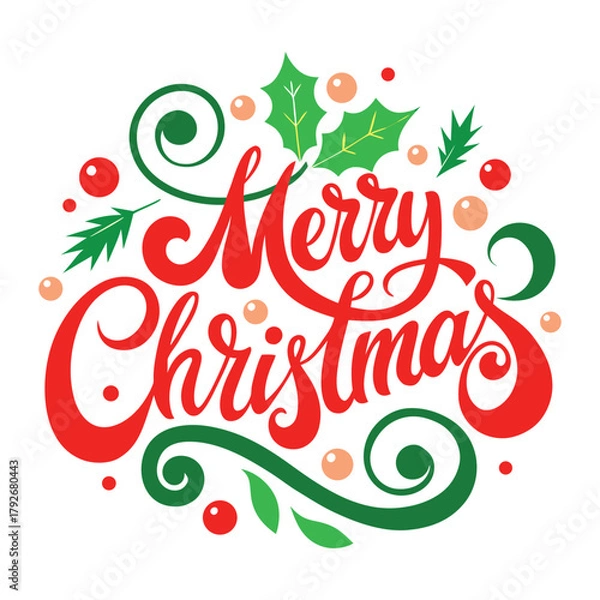 Fototapeta Merry Christmas Decorative Typography Design