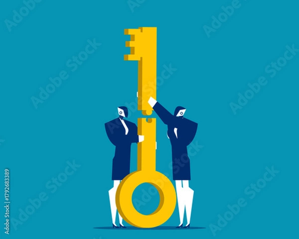 Fototapeta Robot. Artificial intelligence jigsaw the keys together