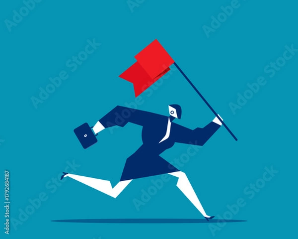 Fototapeta Robot. Artificial intelligence with flag running