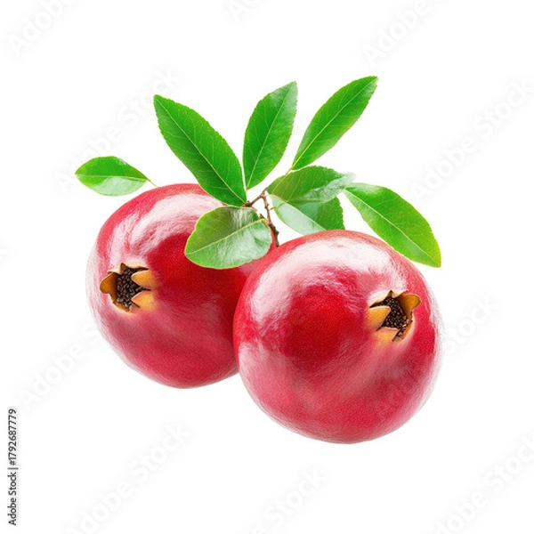 Obraz Two Pomegranates with Leaves on Transparent Background