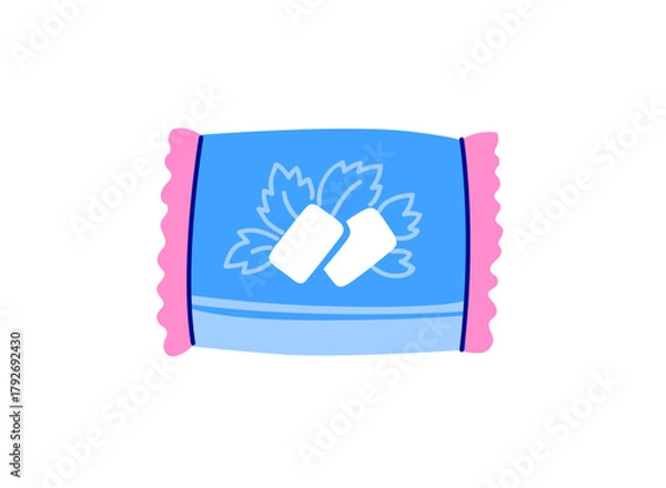 Obraz Chewing bubble gum pack. Hand drawn vector isolated illustration.