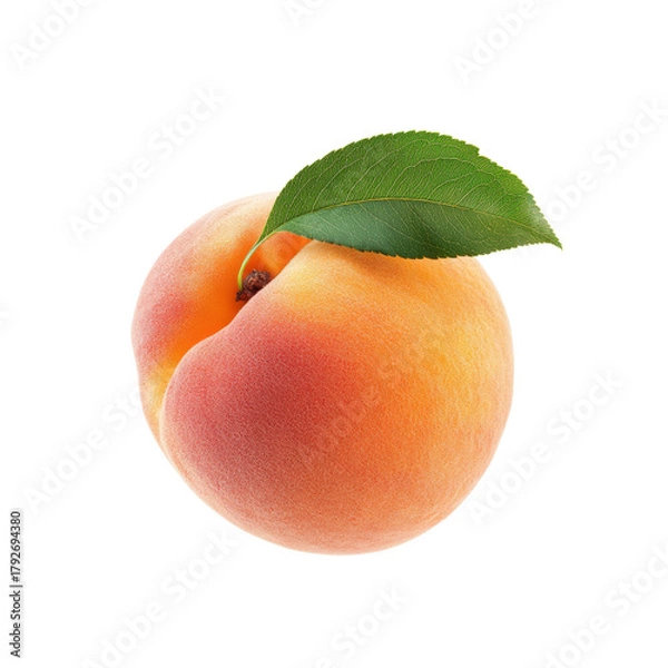 Obraz Peach with leaf isolated on Transparent Background