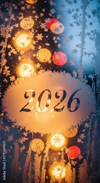 Obraz Happy New Year 2026 Celebration with Festive Lights and Decorations.