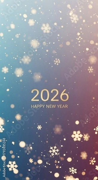 Obraz Happy New Year 2026 festive background with sparkling snowflakes and bokeh lights.
