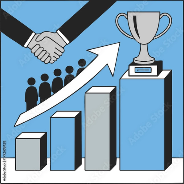 Obraz Bussines Growth Chart With Trophy Graphic