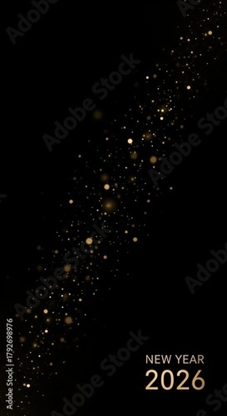 Obraz New Year 2026 Celebration with Golden Sparklers and Confetti on Black Background.
