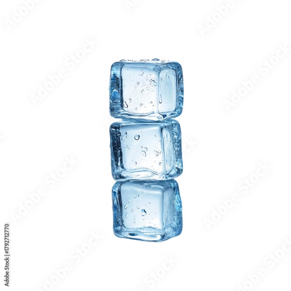 Obraz Stacked Ice Cubes on Transparent Background