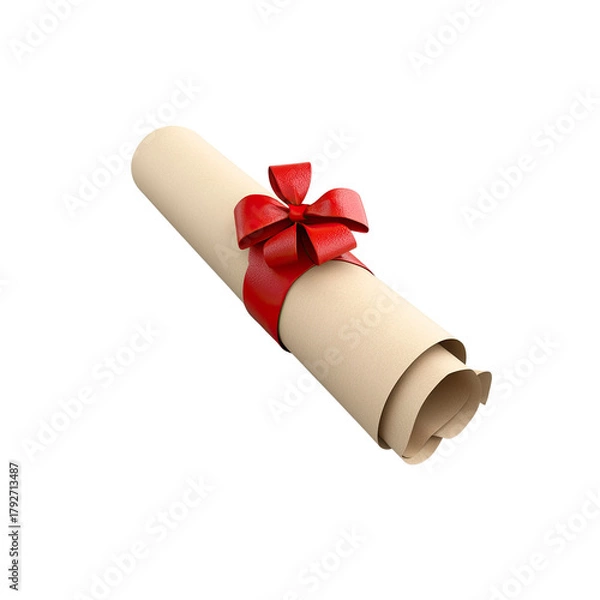 Obraz Scroll with Red Ribbon isolated on Transparent Background