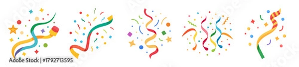 Obraz Colorful abstract streamers and confetti celebration background design