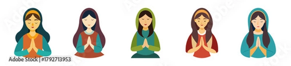 Obraz Peaceful women praying together spiritual unity diverse backgrounds abstract