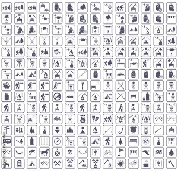 Obraz Set of camping equipment icons. Vector illustration