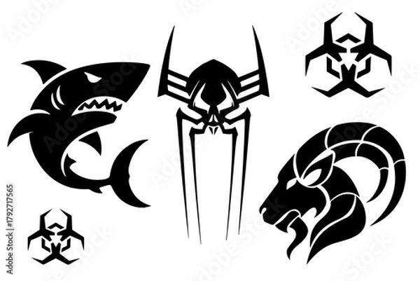 Obraz Shark Spider Hybrid Silhouette – Monster Creature Vector