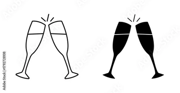 Obraz Champagne Glasses Icon, Toasting Glass Vector Illustration for Celebration