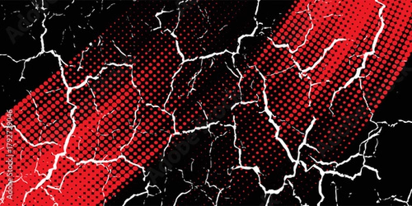 Obraz Abstract speed line style blue halftone banner design template. Red and blue halftone dot pattern with grunge texture. Sporty style white and black dot pop art comic, Eps 10.