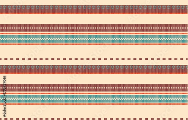 Fototapeta Southwest Native American seamless pattern, boho tribal Aztec Navajo geometric textile design, desert ethnic fabric background.