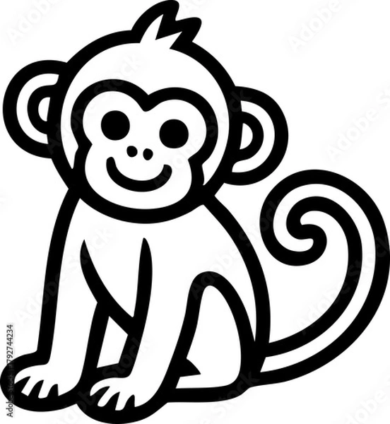 Obraz Cute Monkey for coloring book