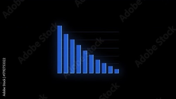 Obraz Minimalist blue bar graph design showcasing declining data trends