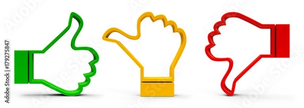 Obraz Thumbs up, down and middle