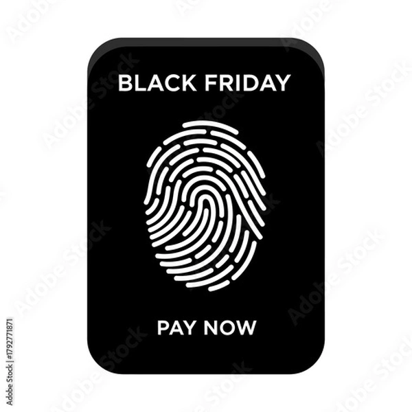 Fototapeta Single Vector Icons of Black Friday Fingerprint Payment Icon for Online Shopping and Security. EPS Editable