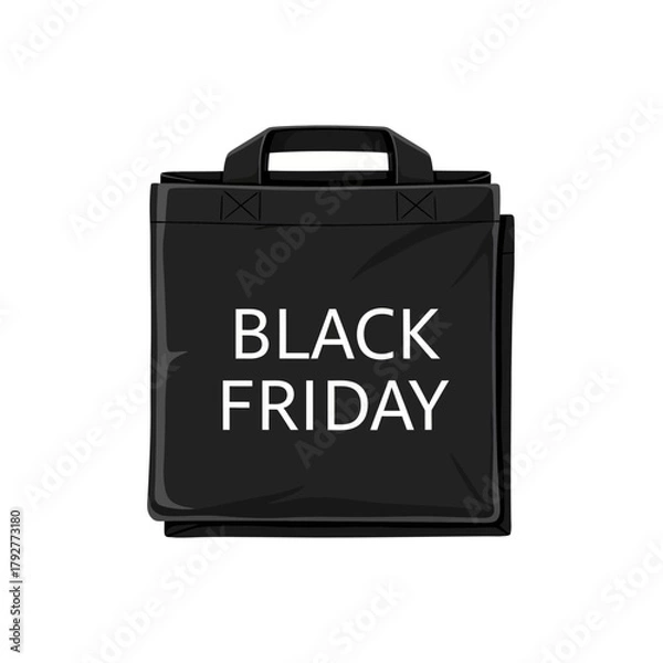 Fototapeta Single Vector Icons of Black Friday Shopping Bag with Text for Sales and Promotions. EPS Editable