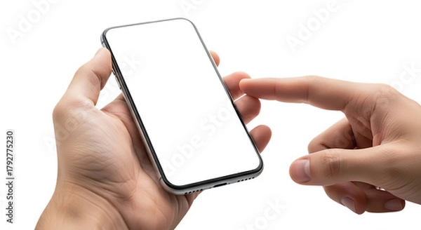 Obraz Hand holding smartphone with blank screen