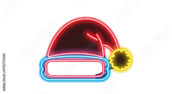 Obraz Neon santa hat with empty space for text