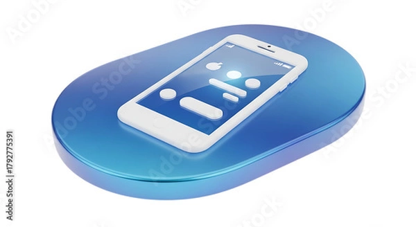 Obraz Smartphone interface on a blue oval