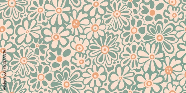 Obraz Retro daisy flower pattern seamless background in soft pastel colors