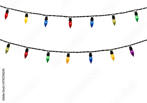 Obraz Colorful christmas lights string isolated on transparent background