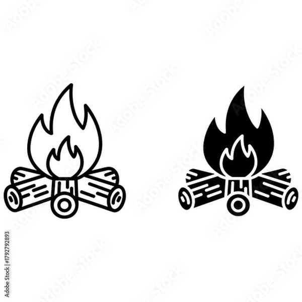 Obraz Bonfire icon in outline and glyph style for web design