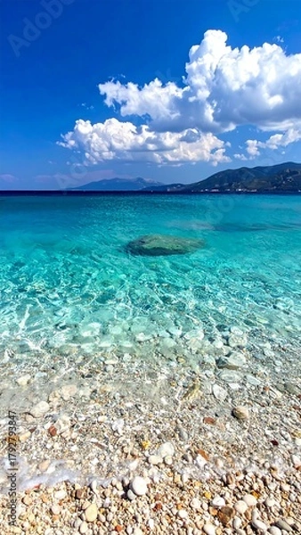 Fototapeta Crystal Clear Waters of Corfu - A Beach Paradise.