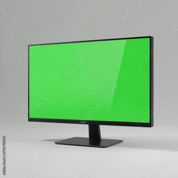 Fototapeta Modern Desktop Monitor Mockup with Green Screen – High Resolution Display Template, Realistic Computer Monitor Mockup with Blank Green Screen for UI/Website Design, Minimalistic Monitor Screen Mockup 
