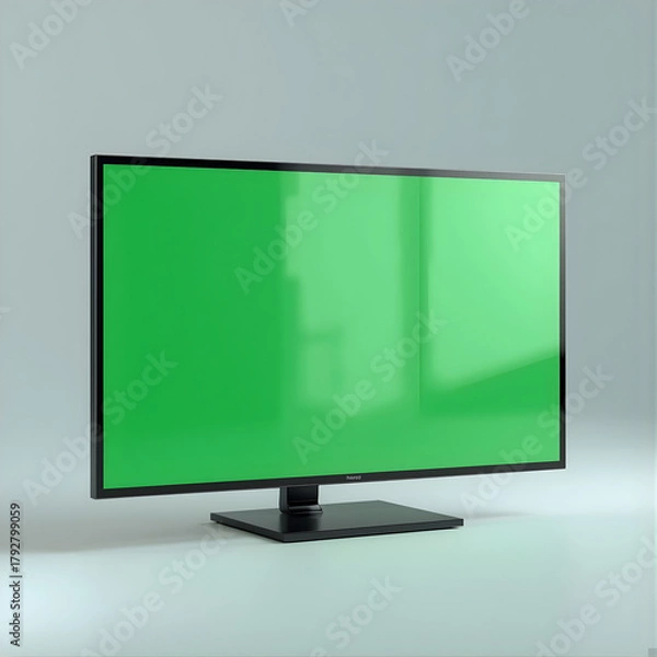 Fototapeta Modern Desktop Monitor Mockup with Green Screen – High Resolution Display Template, Realistic Computer Monitor Mockup with Blank Green Screen for UI/Website Design, Minimalistic Monitor Screen Mockup 