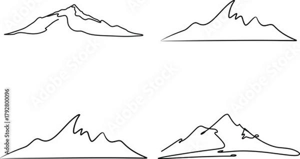 Obraz Simple Continuous One-Line Mountain Shapes for Modern Minimalist Design