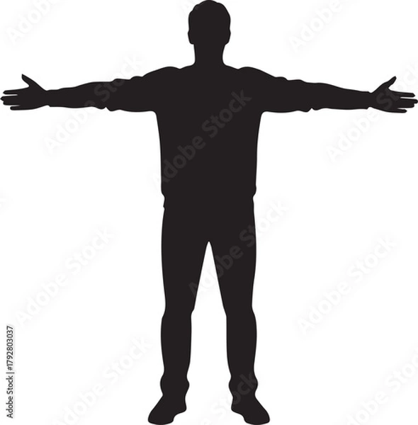 Fototapeta Silhouette of a person with arms outstretched symbolizing freedom and human rights for all