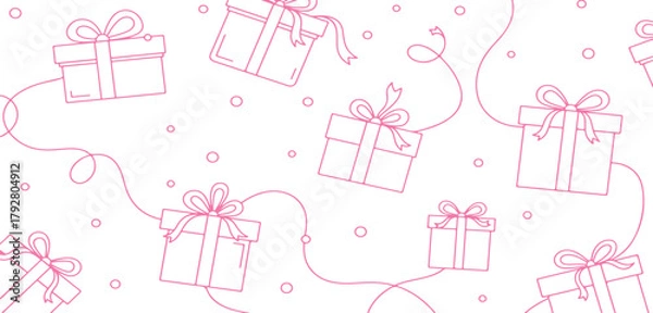 Fototapeta Pink gift boxes with bows isolated on transparent background