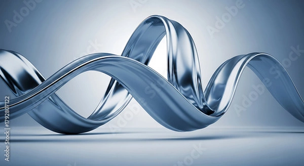 Obraz Blue metallic ribbon abstract wave background