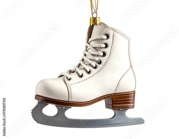 Obraz Decorative white figure skating boot ornament for winter holidays.