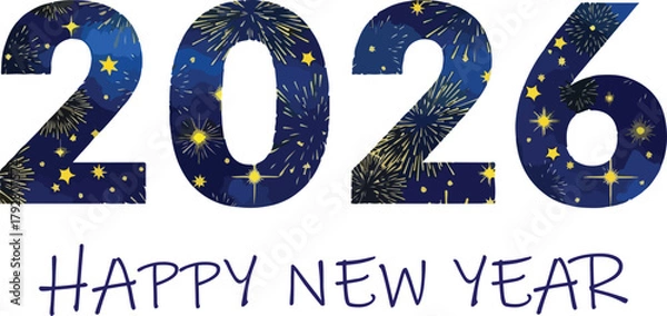 Fototapeta Happy new year 2026 fireworks isolated on transparent background