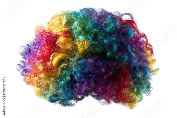Obraz Vibrant, curly, rainbow-colored wig