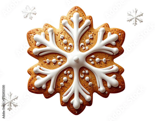 Obraz Beautifully Decorated Snowflake Shaped Cookie For Winter Holidays.
