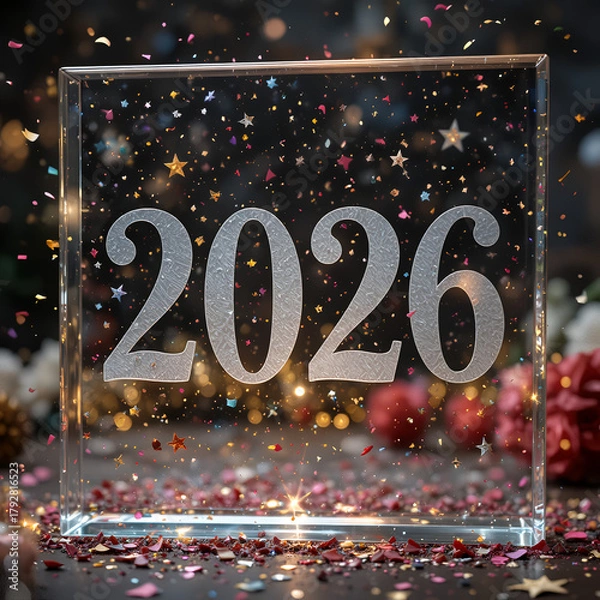 Obraz  2026 festive, new year, card 