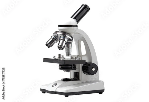Obraz White student microscope, two eyepieces, adjustable focus