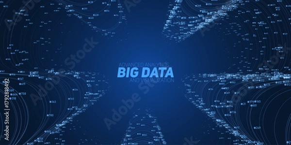 Fototapeta Abstract flow of data in cyber wormhole. Quantum computing information vortex. Digital singularity. Big data technology